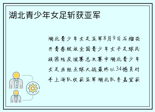 湖北青少年女足斩获亚军